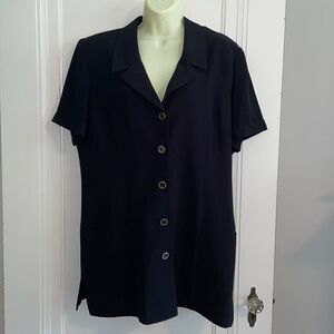 Vtg 90s Danny & Nicole black polyester  short sleeved long jacket